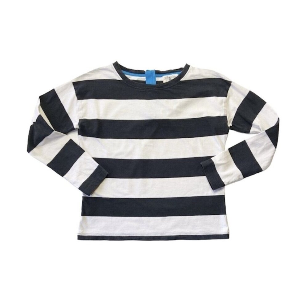Johnnie B by Boden Long Sleeve Zip Tee in Black/White Stripe